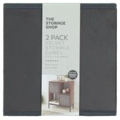 Lokken Velvet Storage Cubes 2pk - Grey -Cozy Living Home Store 395825 2pk velvet lokken storage cubes grey 2