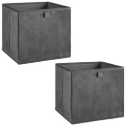 Lokken Velvet Storage Cubes 2pk - Grey -Cozy Living Home Store 395825 2pk velvet lokken storage cubes grey 3