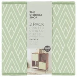 Lokken Printed Storage Cubes 2pk - Sage Diamond -Cozy Living Home Store 395843 2pk printed lokken storage cubes sage diamond 2