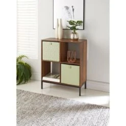 Lokken Printed Storage Cubes 2pk - Sage Diamond -Cozy Living Home Store 395843 2pk printed lokken storage cubes sage diamond