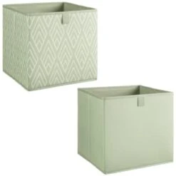 Lokken Printed Storage Cubes 2pk - Sage Diamond -Cozy Living Home Store 395843 2pk printed lokken storage cubes sage diamond 3