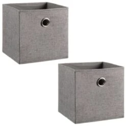 Lokken Linen Storage Cubes 2pk - Grey -Cozy Living Home Store 395851 2pk linen lokken storage cubes grey 3