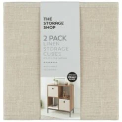 Lokken Linen Storage Cubes 2pk - Natural -Cozy Living Home Store 395852 2pk linen lokken storage cubes natural 2