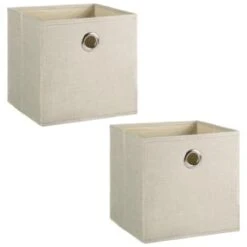 Lokken Linen Storage Cubes 2pk - Natural -Cozy Living Home Store 395852 2pk linen lokken storage cubes natural 3