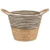 B&M Stripe Top Basket With Handle - Mono 2 B&M Stripe Top Basket With Handle - Mono -Cozy Living Home Store 395893 stripe top basket with handle mono